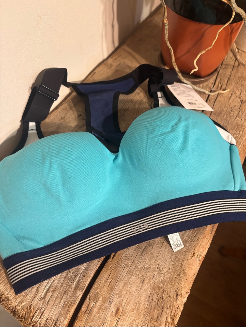 Incredible Sport Bra Aqua & Navy High-Impact Molded Sports Bra